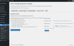 Page screenshot: Post to GMB  → Settings → Evergreen content