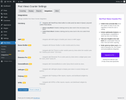 Page screenshot: Post Views &rarr; Integrations&nbsp;NEW!