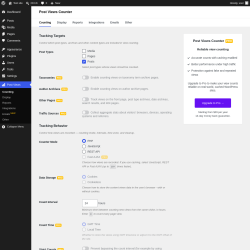 Page screenshot: Post Views &rarr; Display &rarr; Counting