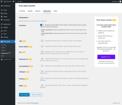 Page screenshot: Post Views &rarr; Integrations&nbsp;NEW!