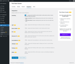 Page screenshot: Post Views &rarr; Integrations&nbsp;NEW!