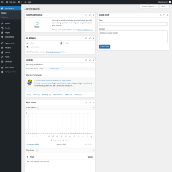 Page screenshot: Dashboard &lsaquo; Test site &mdash; WordPress