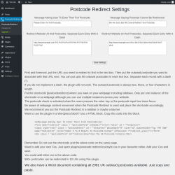 Page screenshot: Postcode Redirect