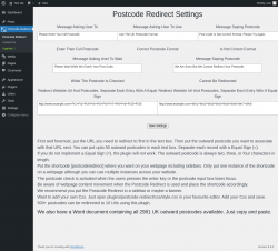 Page screenshot: Postcode Redirect