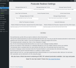 Page screenshot: Postcode Redirect