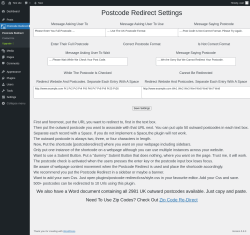 Page screenshot: Postcode Redirect