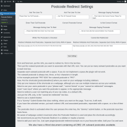 Page screenshot: Postcode Redirect