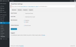 Page screenshot: Settings  &rarr; PowerPack
