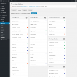 Page screenshot: Settings  &rarr; PowerPack &rarr; Modules