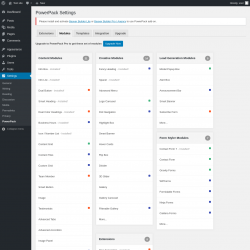 Page screenshot: Settings &rarr; PowerPack &rarr; Modules