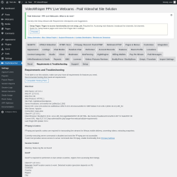 Page screenshot: PaidVideochat → Requirements & Troubleshooting