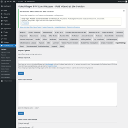 Page screenshot: PaidVideochat &rarr; Import Settings