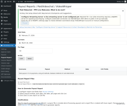 Page screenshot: PaidVideochat &rarr; Payout Report