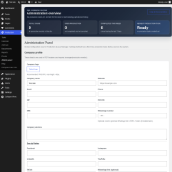 Page screenshot: Production &rarr; Admin panel
