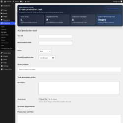 Page screenshot: Production &rarr; Add task