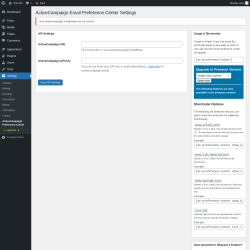 Page screenshot: Settings → ActiveCampaign Preference Center