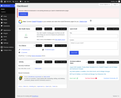 Page screenshot: Dashboard &lsaquo; Test site &mdash; WordPress