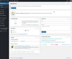 Page screenshot: Dashboard ‹ Test site — WordPress