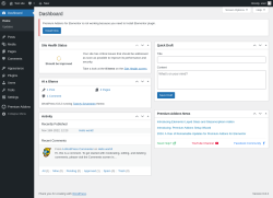 Page screenshot: Dashboard ‹ Test site — WordPress