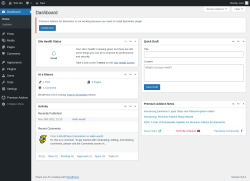 Page screenshot: Dashboard ‹ Test site — WordPress