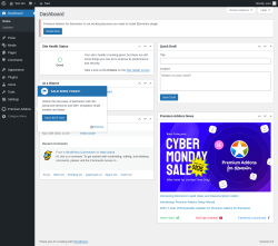 Page screenshot: Dashboard &lsaquo; Test site &mdash; WordPress