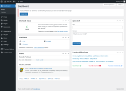 Page screenshot: Dashboard &lsaquo; Test site &mdash; WordPress