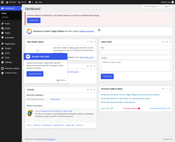 Page screenshot: Dashboard &lsaquo; Test site &mdash; WordPress