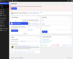 Page screenshot: Dashboard &lsaquo; Test site &mdash; WordPress