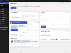 Page screenshot: Dashboard &lsaquo; Test site &mdash; WordPress