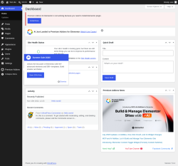 Page screenshot: Dashboard &lsaquo; Test site &mdash; WordPress