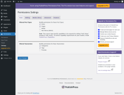 Page screenshot: Permissions &rarr; Settings