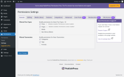 Page screenshot: Permissions &rarr; Settings