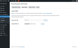 Page screenshot: Subscribed Feeds → Add Feeds → Import OPML