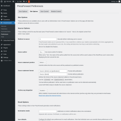 Page screenshot: PressForward → Preferences → Site Options