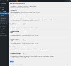 Page screenshot: PressForward → Preferences → Module Control
