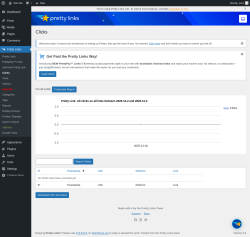 Page screenshot: Pretty Links  → Clicks