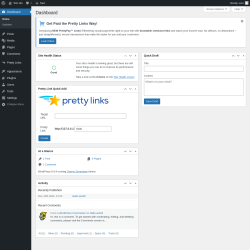 Page screenshot: Dashboard &lsaquo; Test site &mdash; WordPress