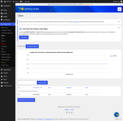 Page screenshot: Pretty Links  &rarr; Clicks