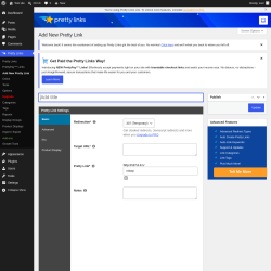 Page screenshot: Pretty Links  &rarr; Add New Pretty Link