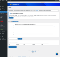Page screenshot: Pretty Links &rarr; Clicks