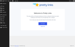 Page screenshot: Welcome to Pretty Links &lsaquo; Test site &mdash; WordPress