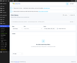 Page screenshot: Pretty Links  &rarr; Click History
