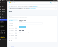 Page screenshot: Pretty Links  &rarr; Options
