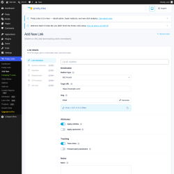 Page screenshot: Pretty Links  &rarr; Add New