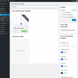 Page screenshot: Price Tables &rarr; Add New