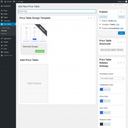 Page screenshot: Price Tables &rarr; Add New