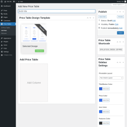 Page screenshot: Price Tables &rarr; Add New