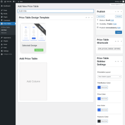 Page screenshot: Price Tables &rarr; Add New
