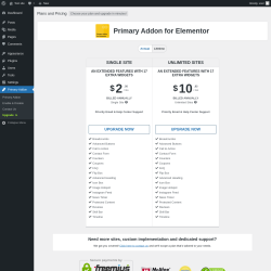 Page screenshot: Primary Addon → Upgrade  ➤