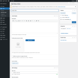 Page screenshot: Artists &rarr; Add New Artist